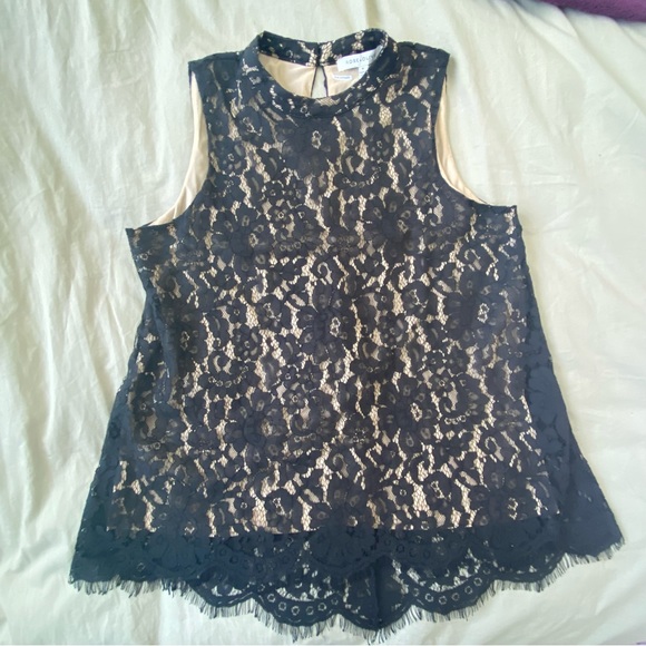 Rose + Olive. Lace tank top. Medium. Lace overlay with tan lining. - Picture 7 of 8